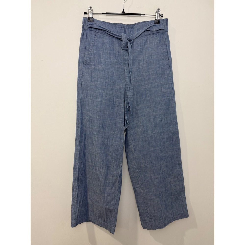 J.Crew Blue Chambray Wide Leg Pull On Pants Tie Waist L0874 Cotton Mens 0
